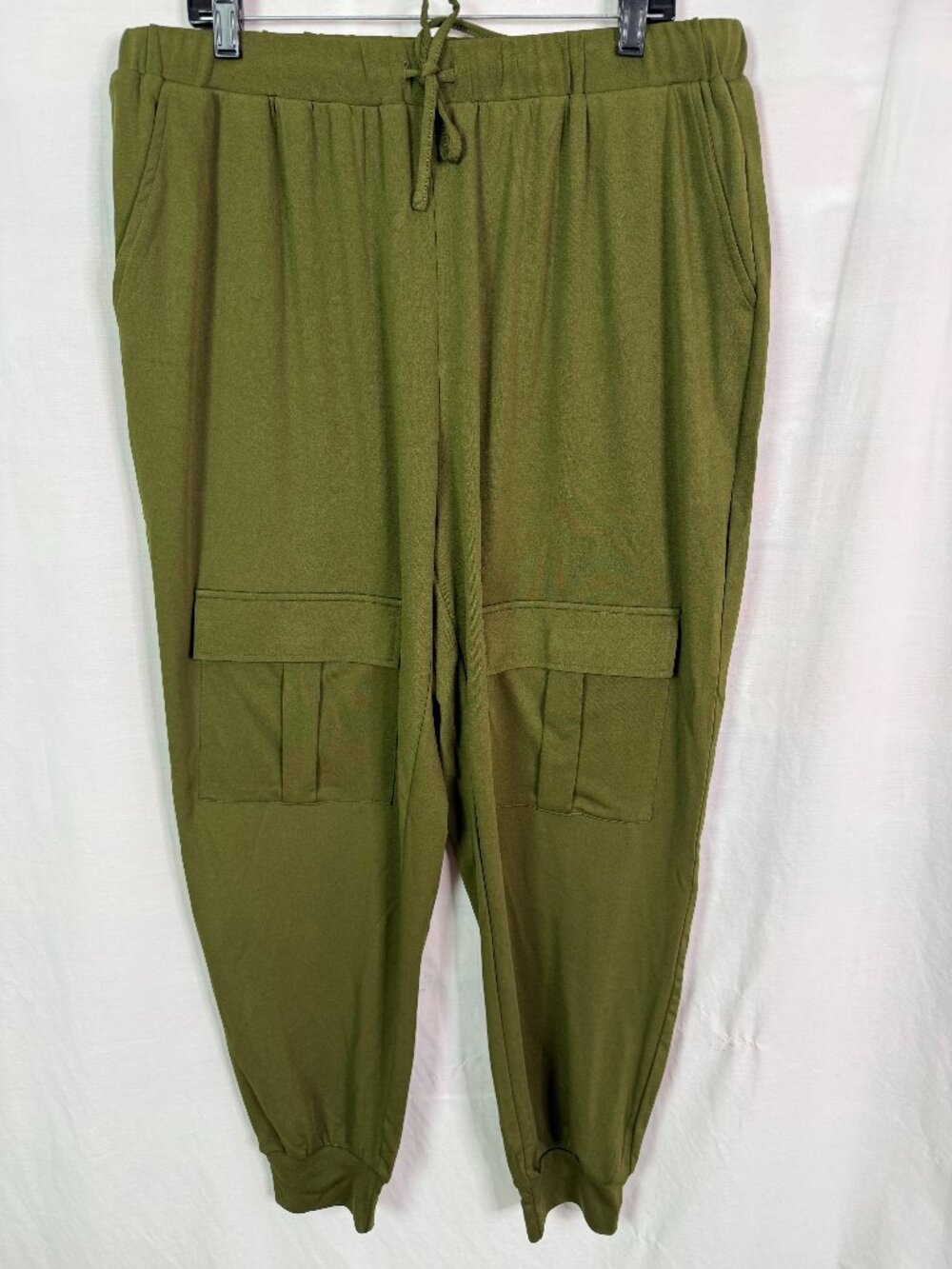 Olive Green Cargo Pocket Joggers Stretch Knit 2XL